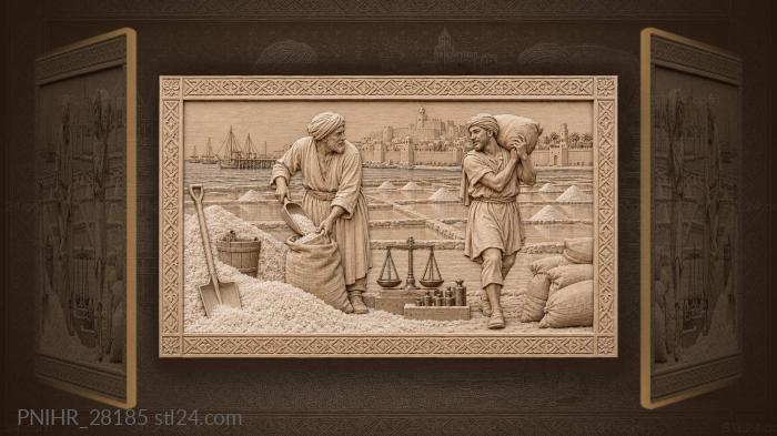 Salt trade bustling town scene 3d STL model