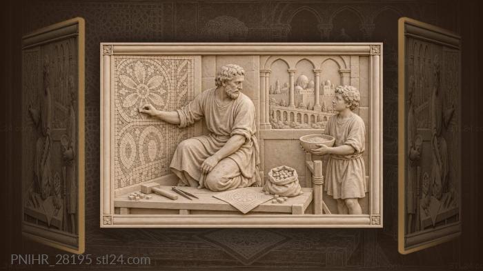 Mosaic workshop ancient town view 3d STL model