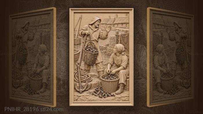 Mussel dredger and coastal village life 3d STL model