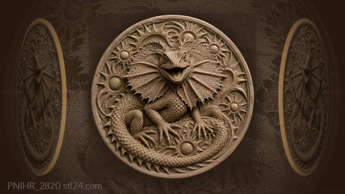 Frilled lizard sunburst awakening nature 3d STL model