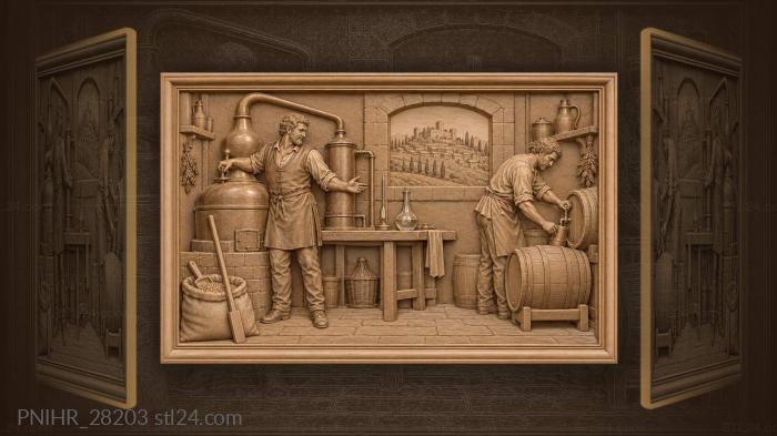 Cask filled beside the copper alembic 3d STL model