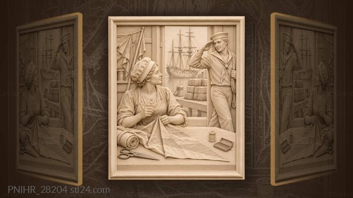 Pennant sewn as a sailor salutes 3d STL model