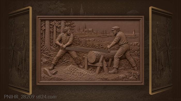 Lumberjack’s labor town view forest 3d STL model