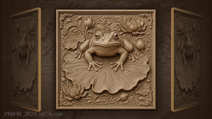 Frog on lily pad beauty 3d STL model