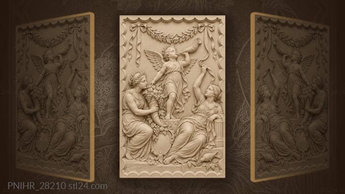 Putto blowing a shell horn above plenty 3d STL model
