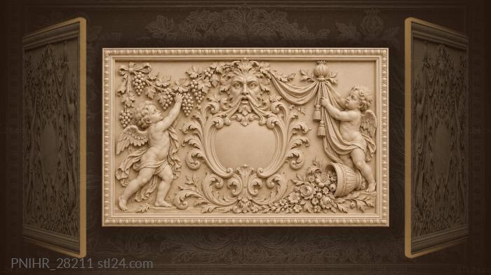 Mask, putti, grapes, acanthus, abundance 3d STL model