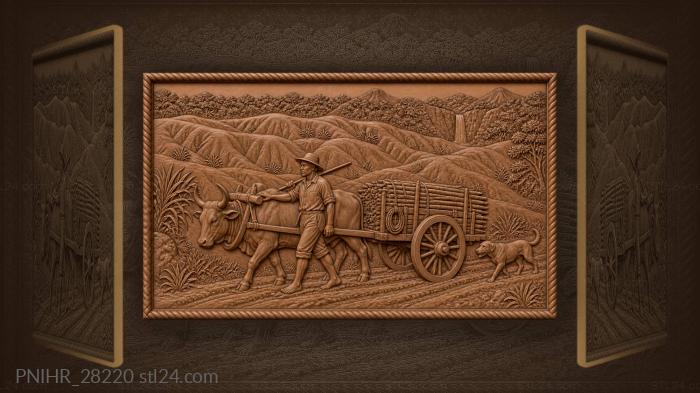 Ox cart on the red chamarel track 3d STL model