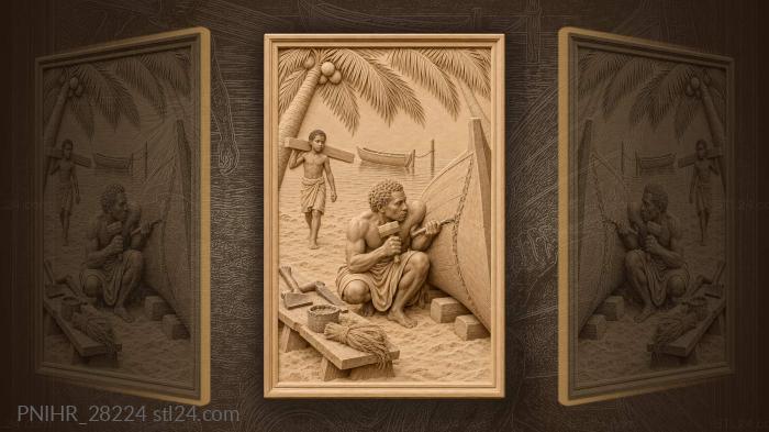 Boatbuilder on tropical ile sainte-marie 3d STL model