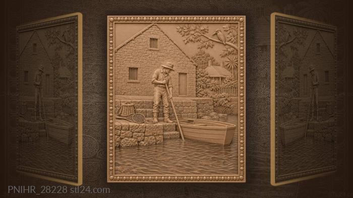 Poling the skiff against stone steps 3d STL model