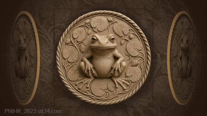 Frog among lily pads 3d STL model