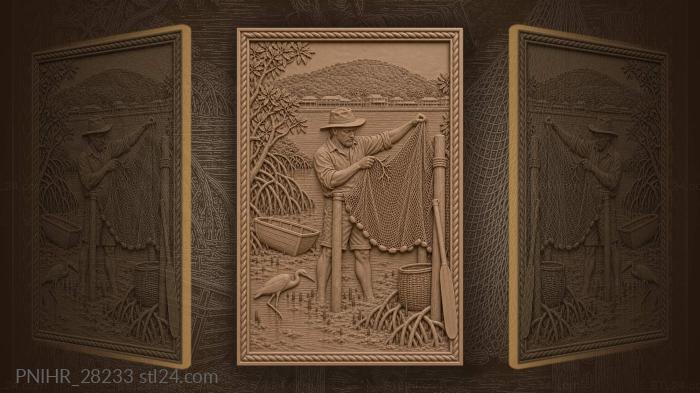 Drying a cast net by the mangroves 3d STL model