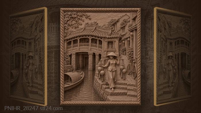 Hoi an bridge lanterns silk water 3d STL model