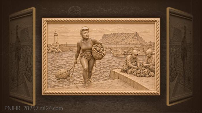 Haenyeo carrying a basket of shellfish 3d STL model