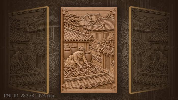Jeonju village drying red pepper harvest 3d STL model