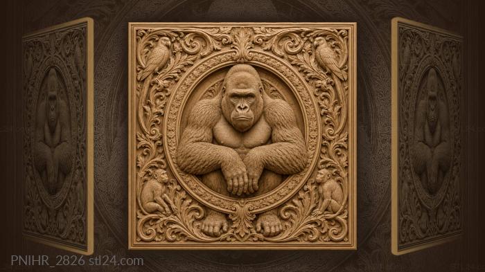 Majestic gorilla in lush foliage 3d STL model