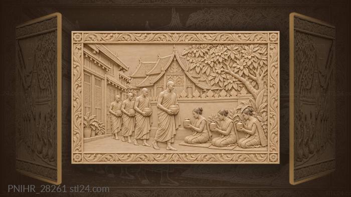 Along monastery street monks collect alms 3d STL model