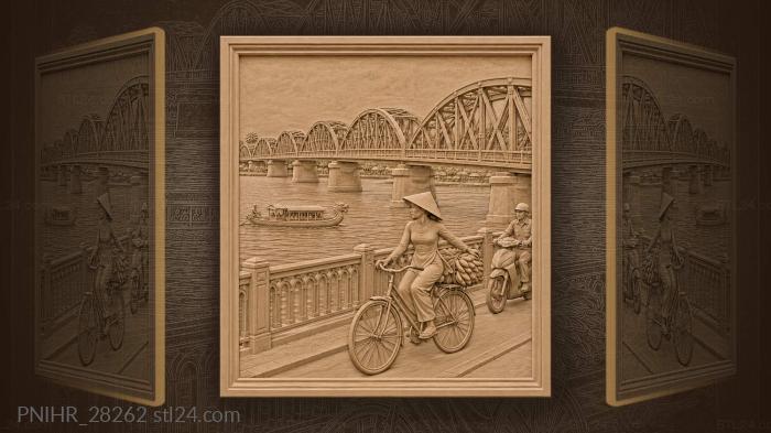 Hue bridge with cycling woman 3d STL model
