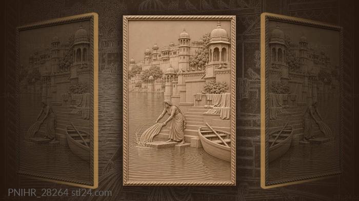 Udaipur ghats washerwoman palace view 3d STL model