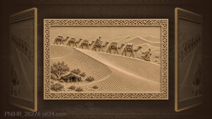 Sahara caravan among golden dunes 3d STL model