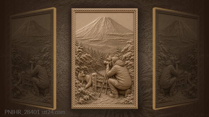 Winter photographer frames fuji beyond pines 3d STL model