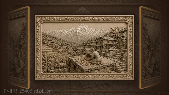 Annapurna village life golden harvest 3d STL model