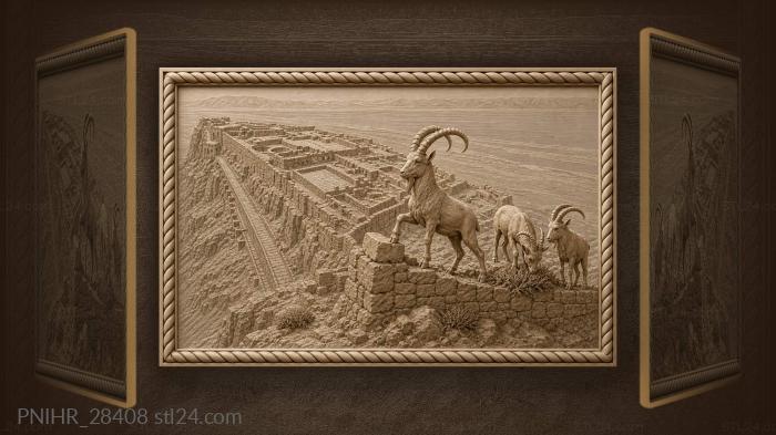 Masada dawn with ibex and ruins 3d STL model
