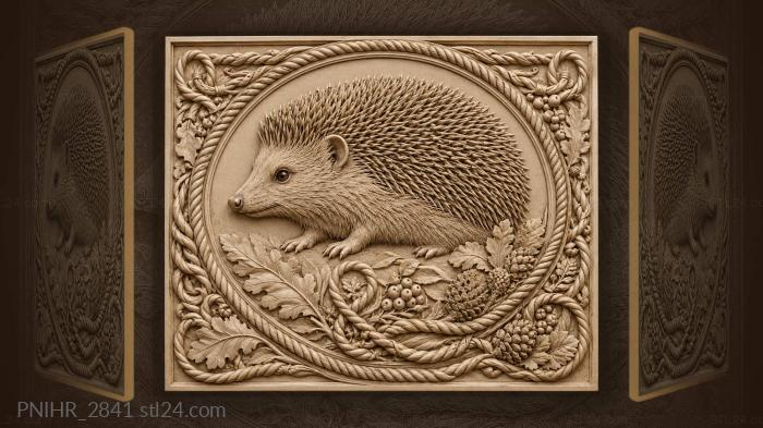 Hedgehog emerging from lush greenery 3d STL model