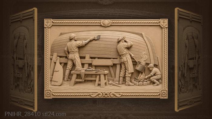 Workmen tar the upturned keel 3d STL model