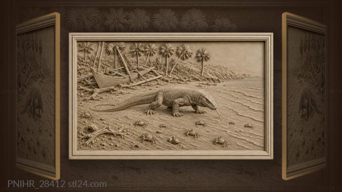 Komodo dragon beach tropical scene 3d STL model