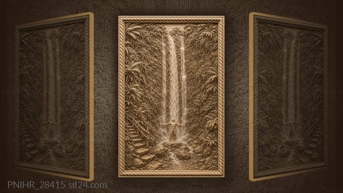 Young man stands under the falling water 3d STL model