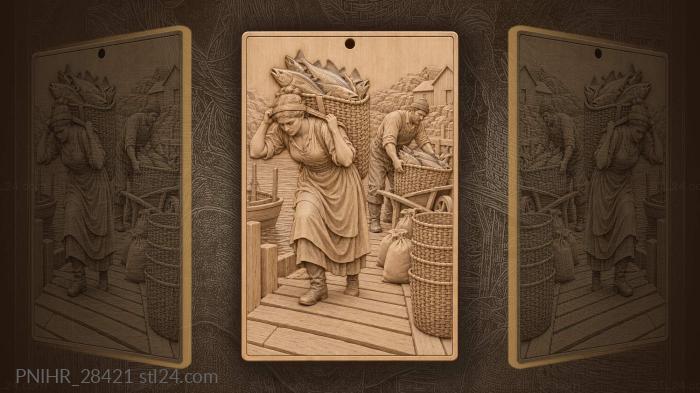 Cod harvest seaside landing scene 3d STL model