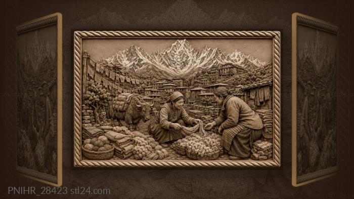 Wool trader stretches a hank for a buyer 3d STL model