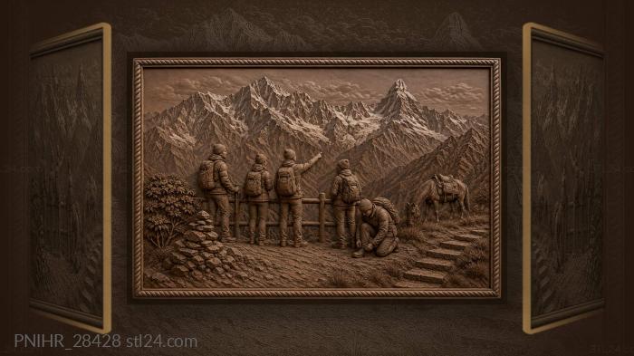 Dawn trekkers point toward machapuchare 3d STL model