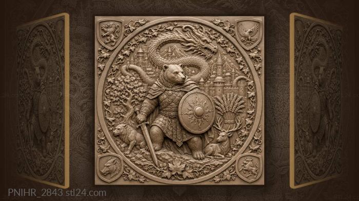 Dragon coiling above the fortified towers 3d STL model