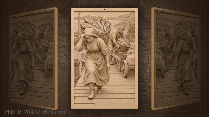 Cod harvest sturdy couple teamwork 3d STL model