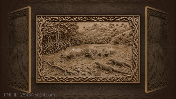 Water buffalo wallow beside mangroves 3d STL model