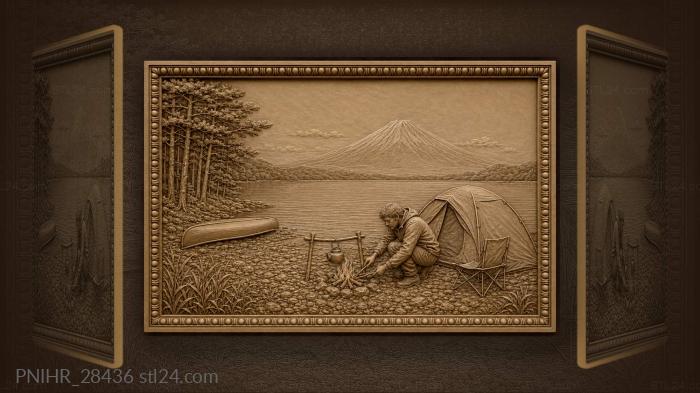 Tent on the pebble shore of motosu 3d STL model