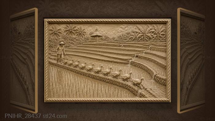 Balinese rice fields ducks and herder 3d STL model