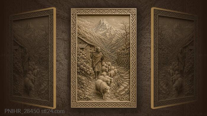 Machapuchare shepherd drives flock toward the valley 3d STL model