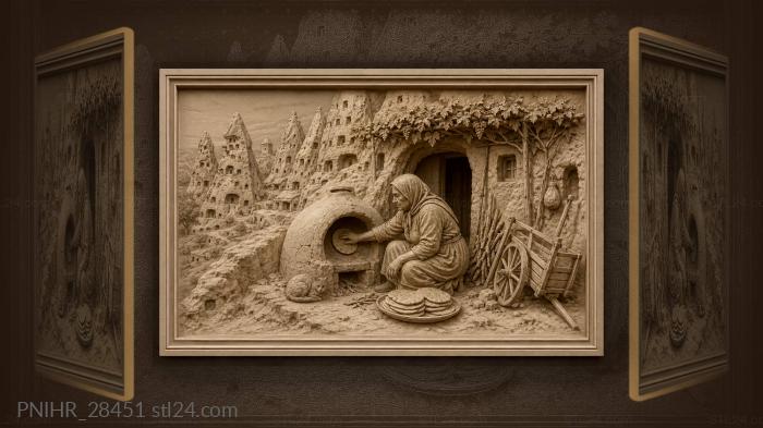Cappadocian life baking bread outdoors 3d STL model