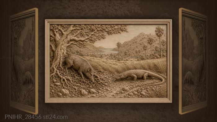 Boar roots while the dragon approaches 3d STL model