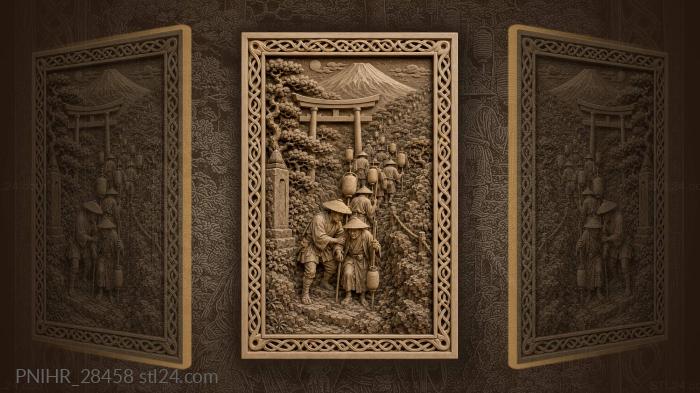 Night pilgrims climbing fuji mountain path 3d STL model