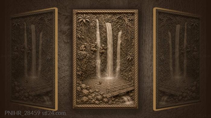 Balinese waterfall boys leaping fun 3d STL model
