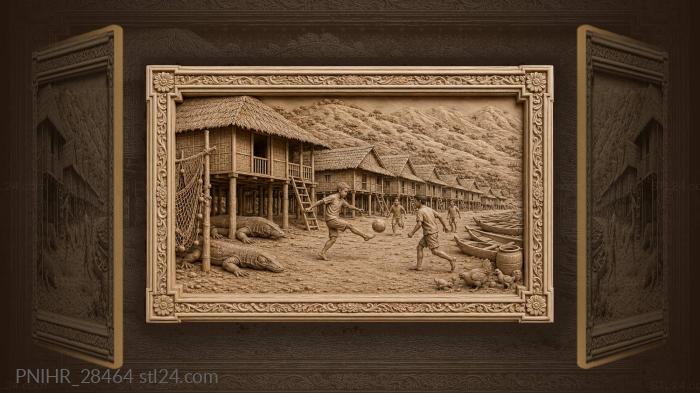 Komodo village life beach scene 3d STL model