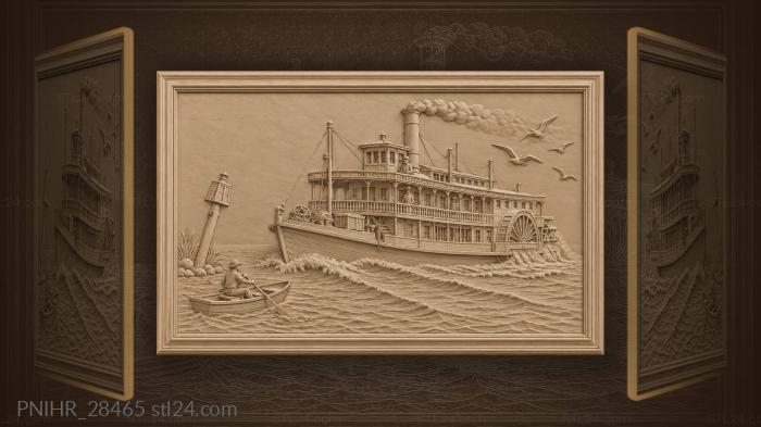 Steamboat on a wide river 3d STL model