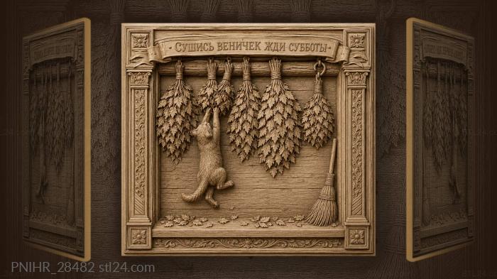 Mischievous cat shakes autumn leaves loose 3d STL model