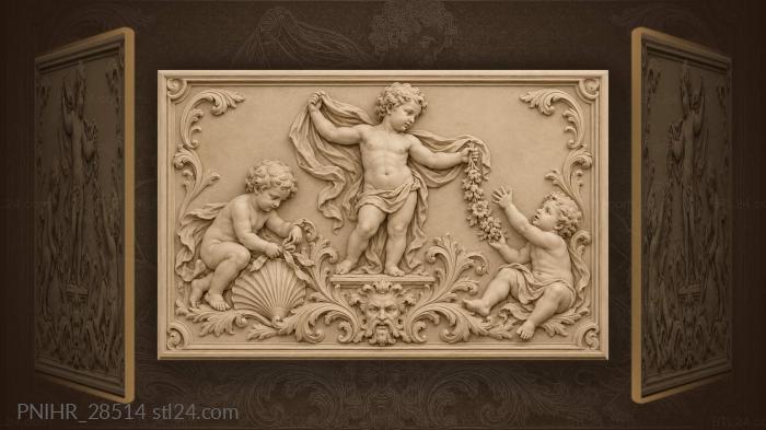 Catching cherub saves flowers beneath flying cloth 3d STL model