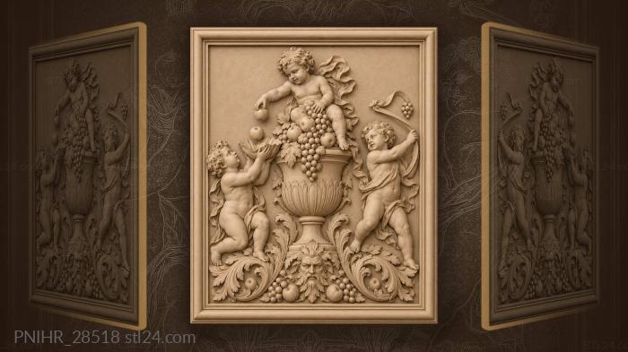 Playful putto feeds an apple catcher 3d STL model
