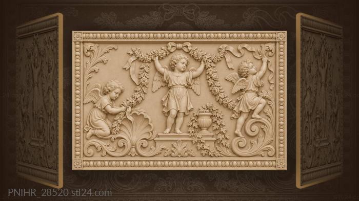 Putto raises garland above pedestal 3d STL model