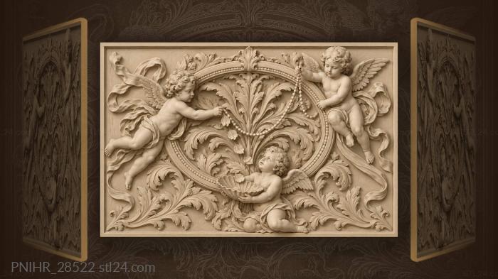 Putto catches petals beneath swinging beads 3d STL model